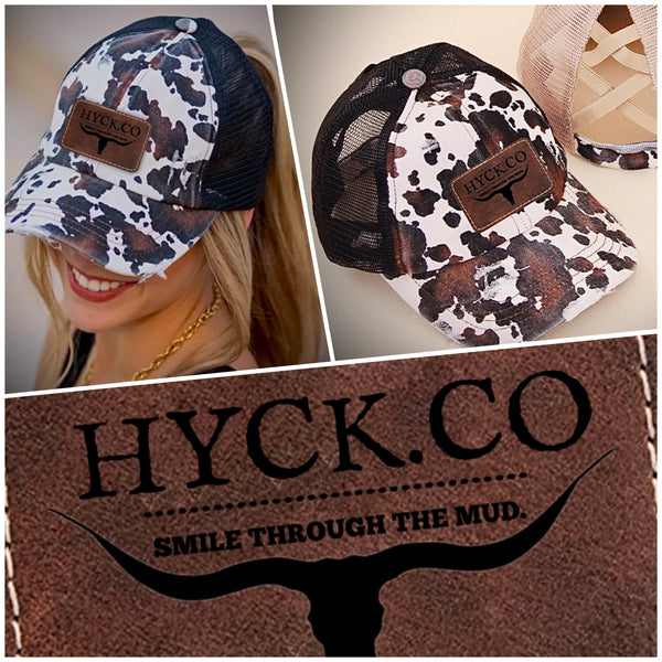 hyck MessyBun Criss Cross cow hat