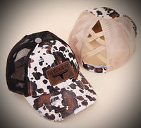 hyck MessyBun Criss Cross cow hat