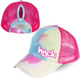 hyck tie dye messy bun ponytail hat